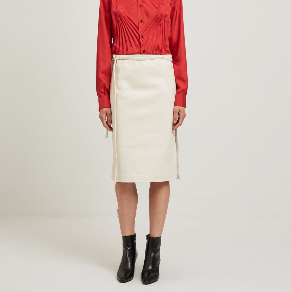 VETEMENTS Lamb Leather Wrap Skirt Beige